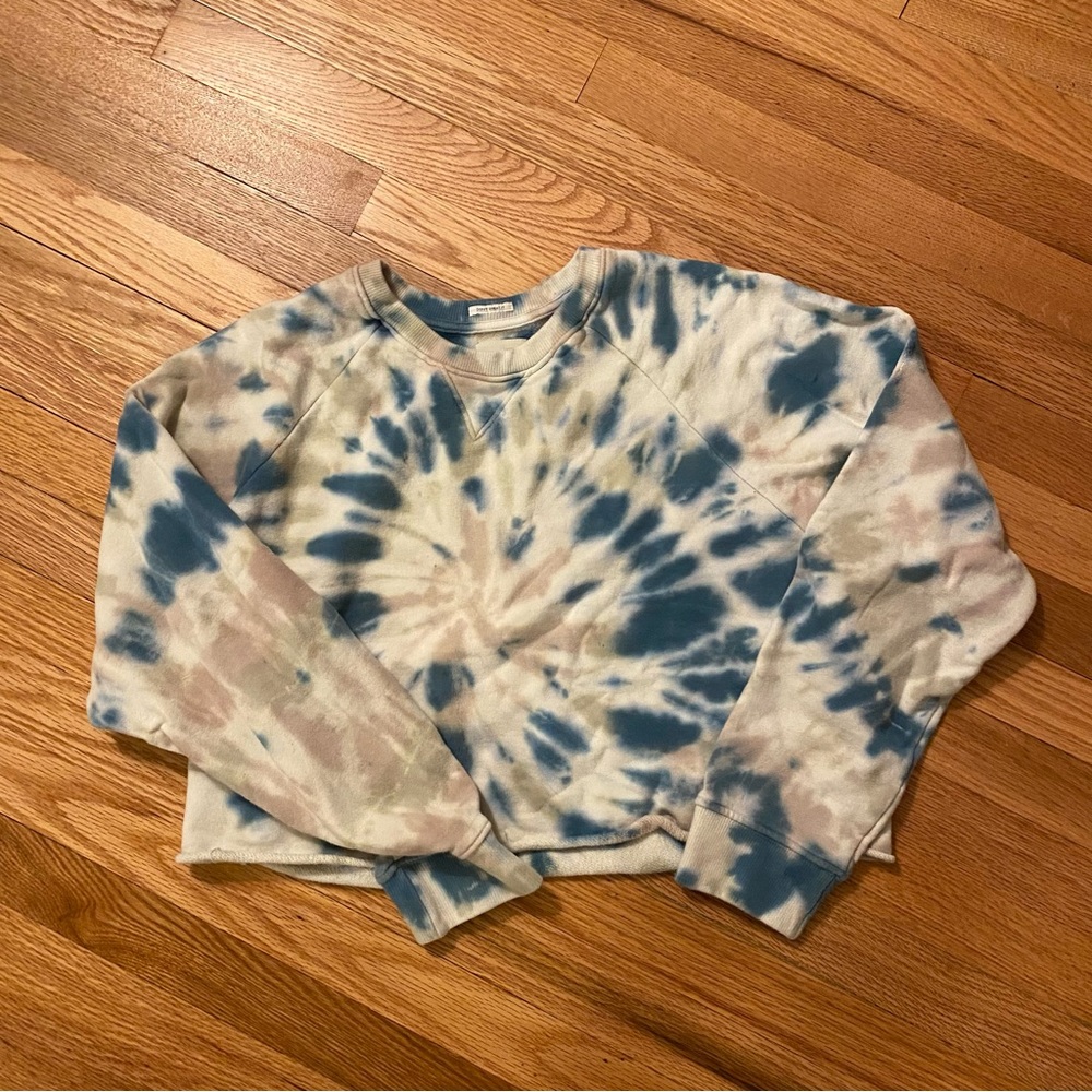 MOTHER Blue and White Tie-Dye Sweatshirt